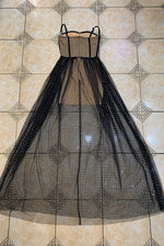 Brown Strappy Diamond Mesh Maxi Bandage Dress