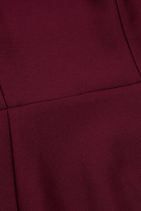 Burgundy Long Sleeve Turtleneck Midi Bandage Dress - IULOVER
