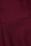 Burgundy Long Sleeve Turtleneck Midi Bandage Dress - IULOVER