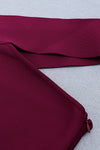 Burgundy One-Shoulder Midi Bandage Dress - iulover