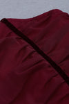 Burgundy Sleeveless Pleated Mini Bandage Dress - IULOVER