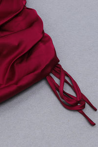 Minivestido plisado con cordones y tiras rosa