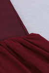Burgundy Vintage Ruffle Sleevless A Line Bandage Dress