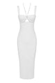 Crystal Chain Halter Backless Bandage Dress In White