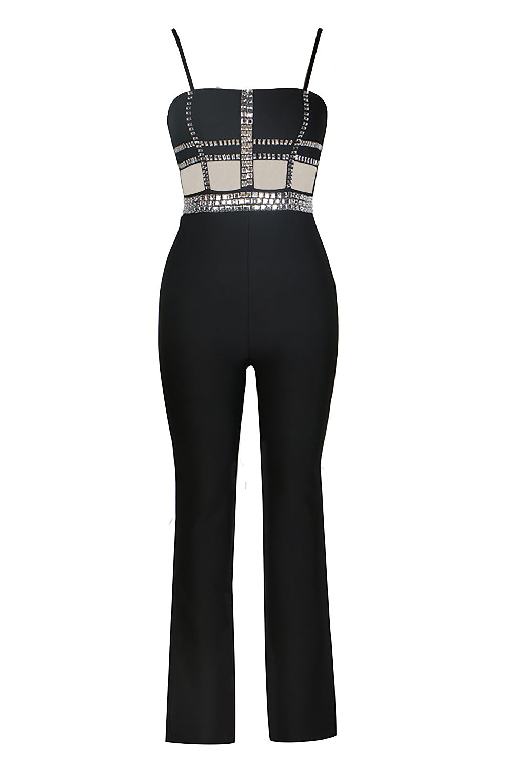 Crystal Embroidered Cage Corset Jumpsuit