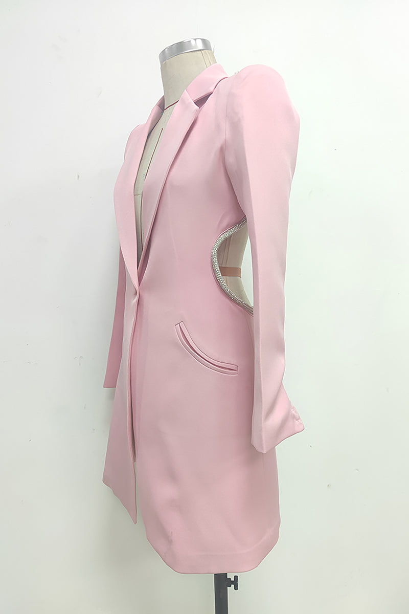 Hot Crystal Embellished Pink Blazer – IULOVER