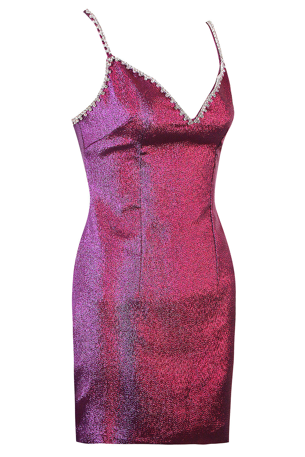 Crystal Trim Sweetheart Dress In Fuchsia