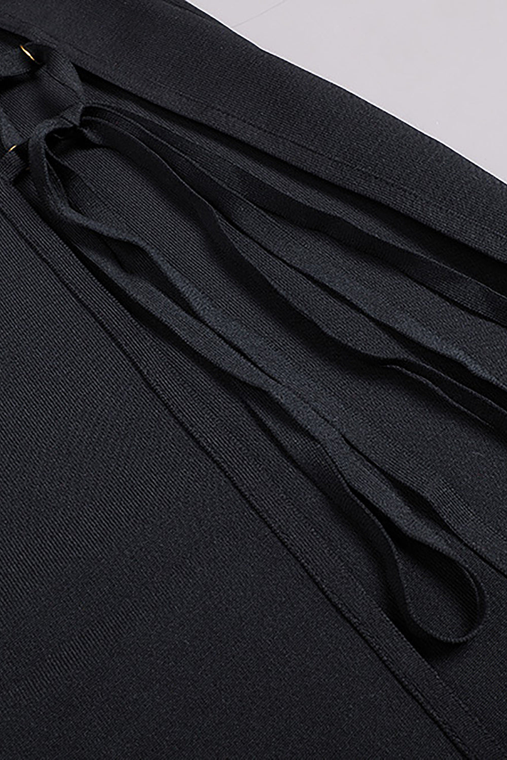 Cut Out Thigh High Split Maxi Bandage Dress In Black