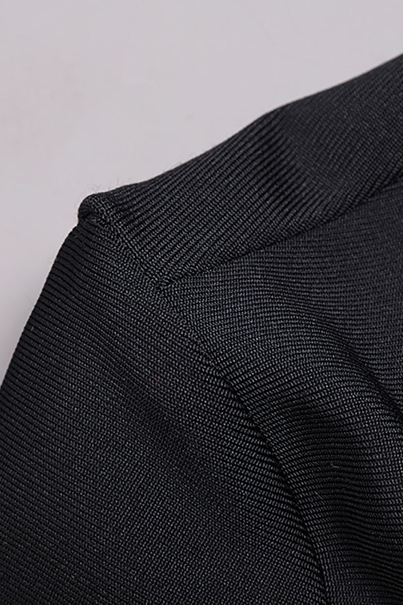 Cut Out Thigh High Split Maxi Bandage Dress In Black
