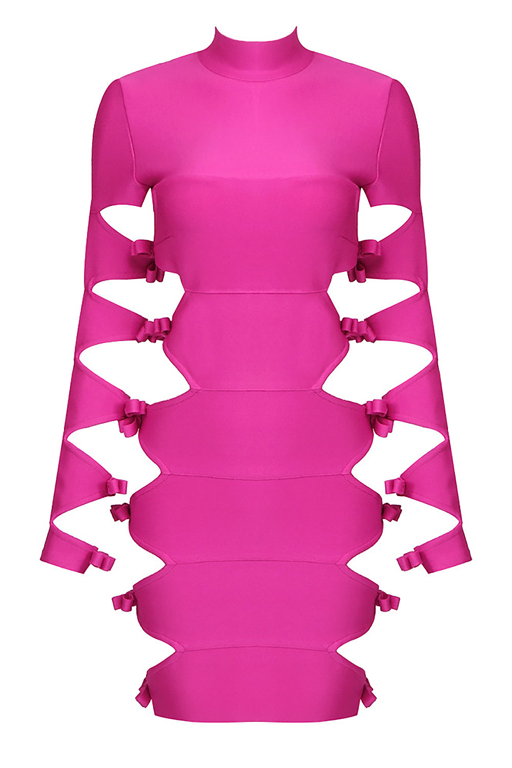 pink long sleeve bandage dress Cutout Bow Mini Bandage Dress – IULOVER