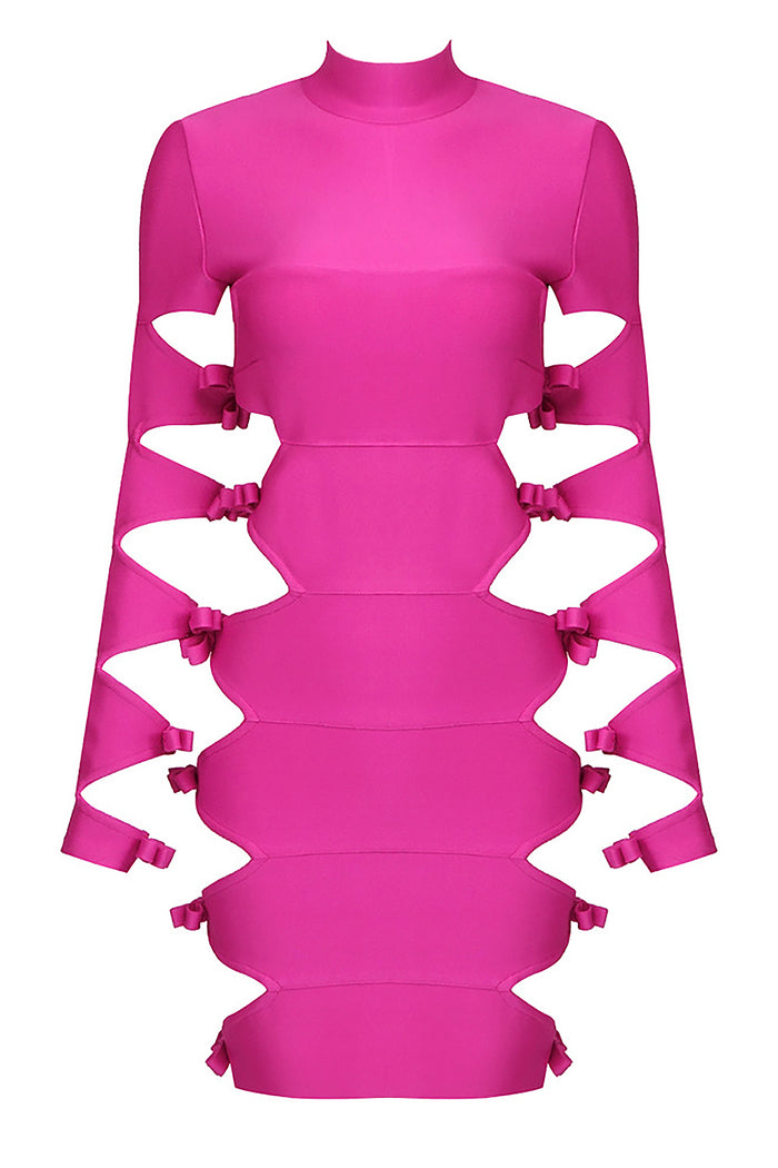 Cutout Bow Mini Bandage Dress