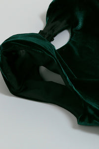 Conjunto de dos piezas de terciopelo con borlas de cristal, falda corta de cintura alta en negro, marrón y verde oscuro
