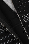 Crystal Deep V Black Long Sleeve Mini Bandage Dress - IULOVER