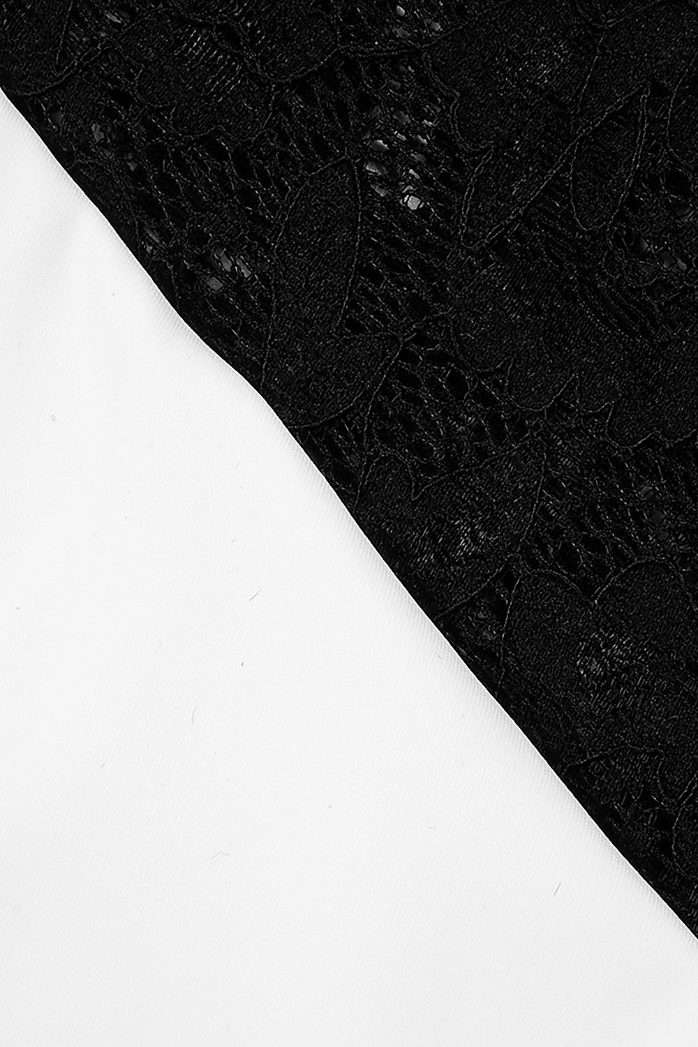 Vestido largo drapeado de crepé y encaje Negro Blanco
