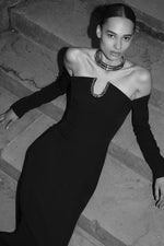 Elegant Black Off Shoulder Evening Bandage Gown