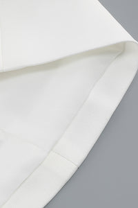 Feather Wrap Blazer Mini Dress In White