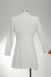 Feather Wrap Blazer Mini Dress In White