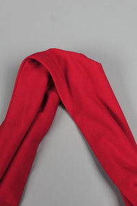 Vestido midi recortado franzido em vermelho