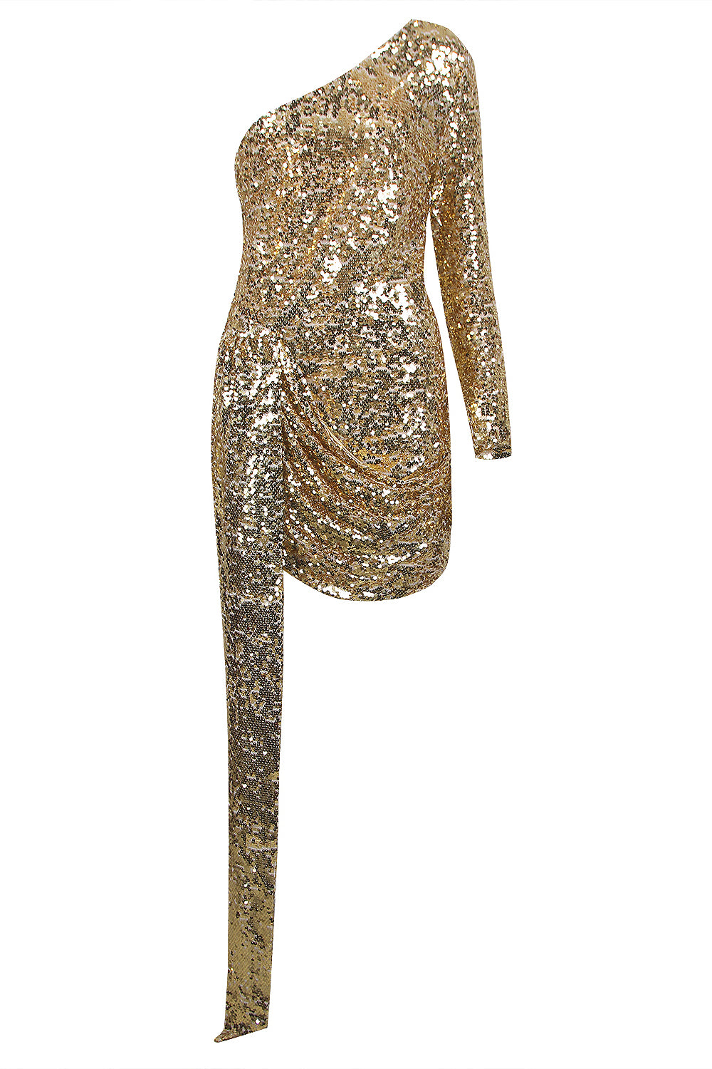 One Sleeve Sequin Short Dress One Shoulder Sequin Mini Dress Gold / Large One Sleeve Sequin Short Dress One Shoulder Sequin Mini Dress Gold / Large