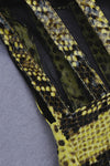 Square Collar Spaghetti Straps Mesh Hollow Out Snake Skin Mini Dress - IULOVER