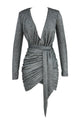 Graphite Sparkle V-Neck Wrap Dress - iulover