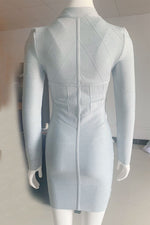 Gray Long Sleeve Zipper Bandage Dress