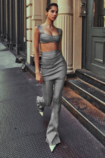 Rib Bandage Top and Pants In Copper Gray