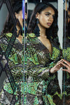 Green Shiny Sequin Lapel Long Sleeve Double Breasted Blazer Dress