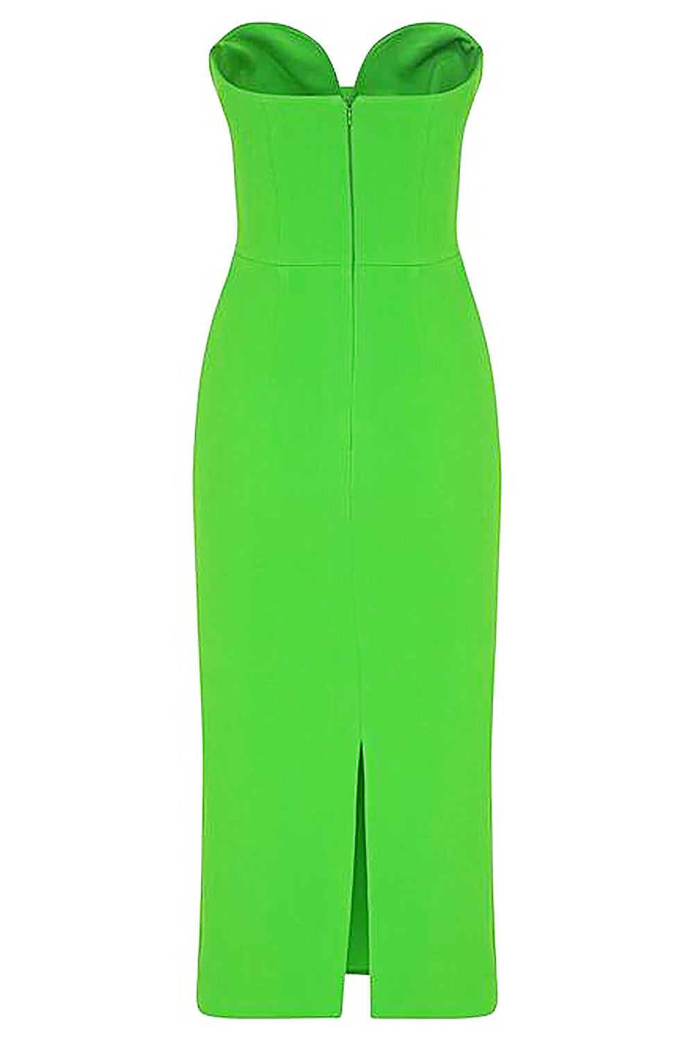 Strapless Bodycon Midi Bandage Dress In Green Rose Red