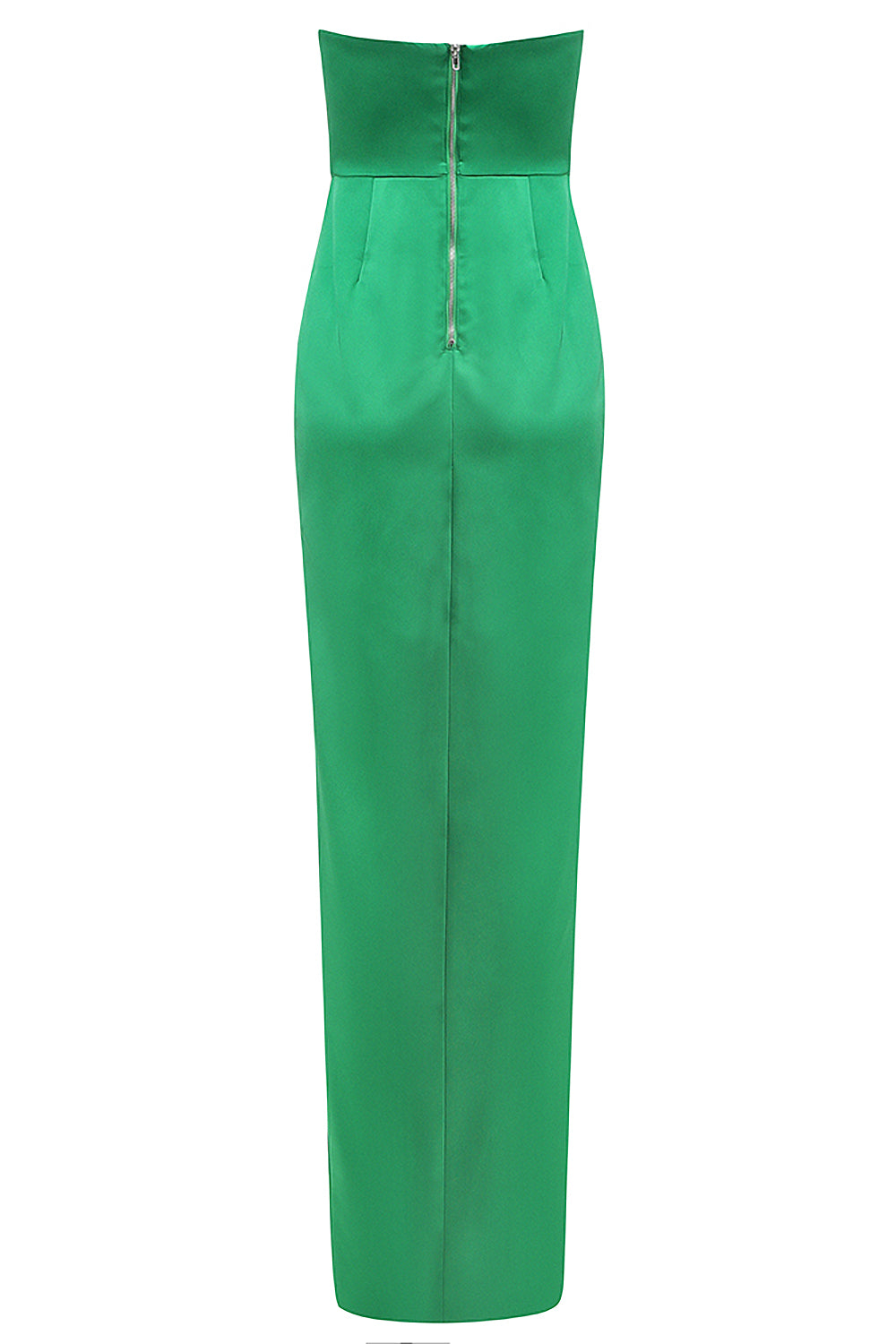 Green Strapless Floor-Length Split Maxi Dress - IULOVER