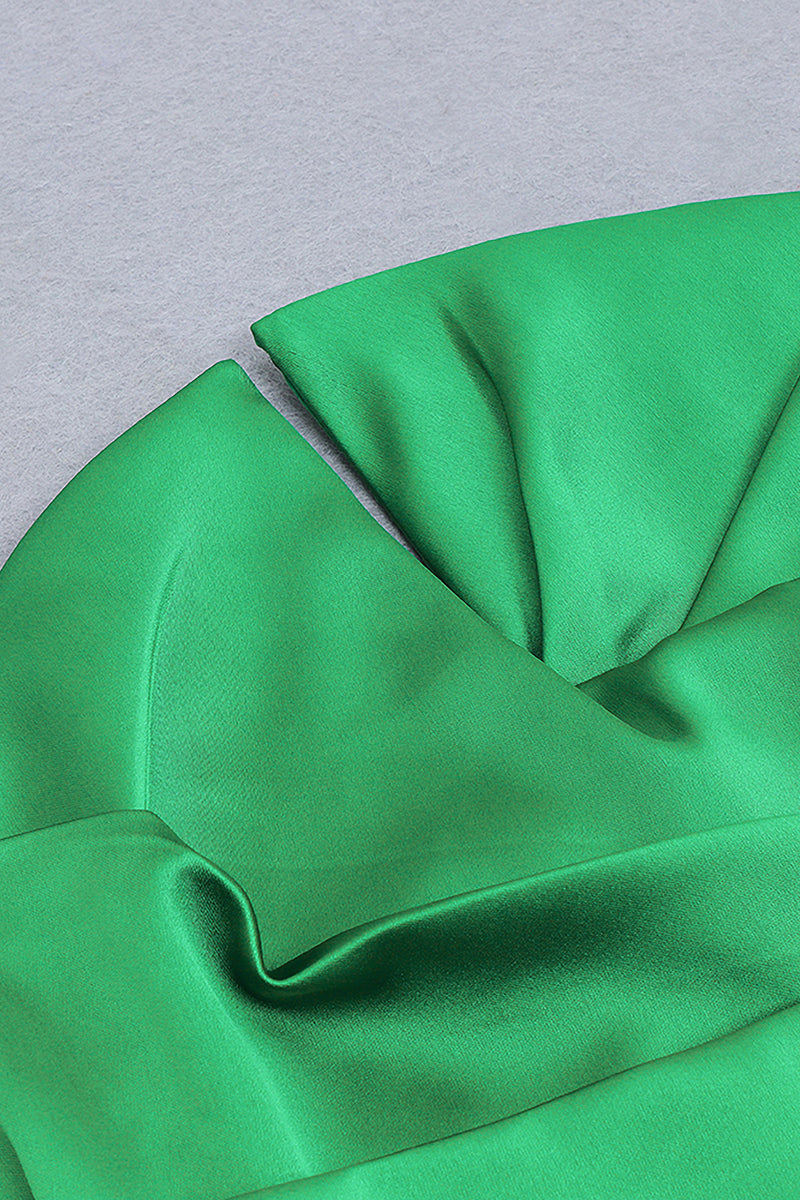 Green Strapless Floor-Length Split Maxi Dress - IULOVER
