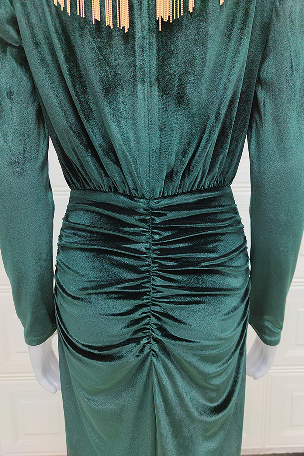 Green Velvet V Neck Gown IULOVER Green Velvet V Neck Gown IULOVER