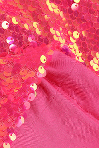Conjunto de duas peças de blusa e saia rosa de lantejoulas
