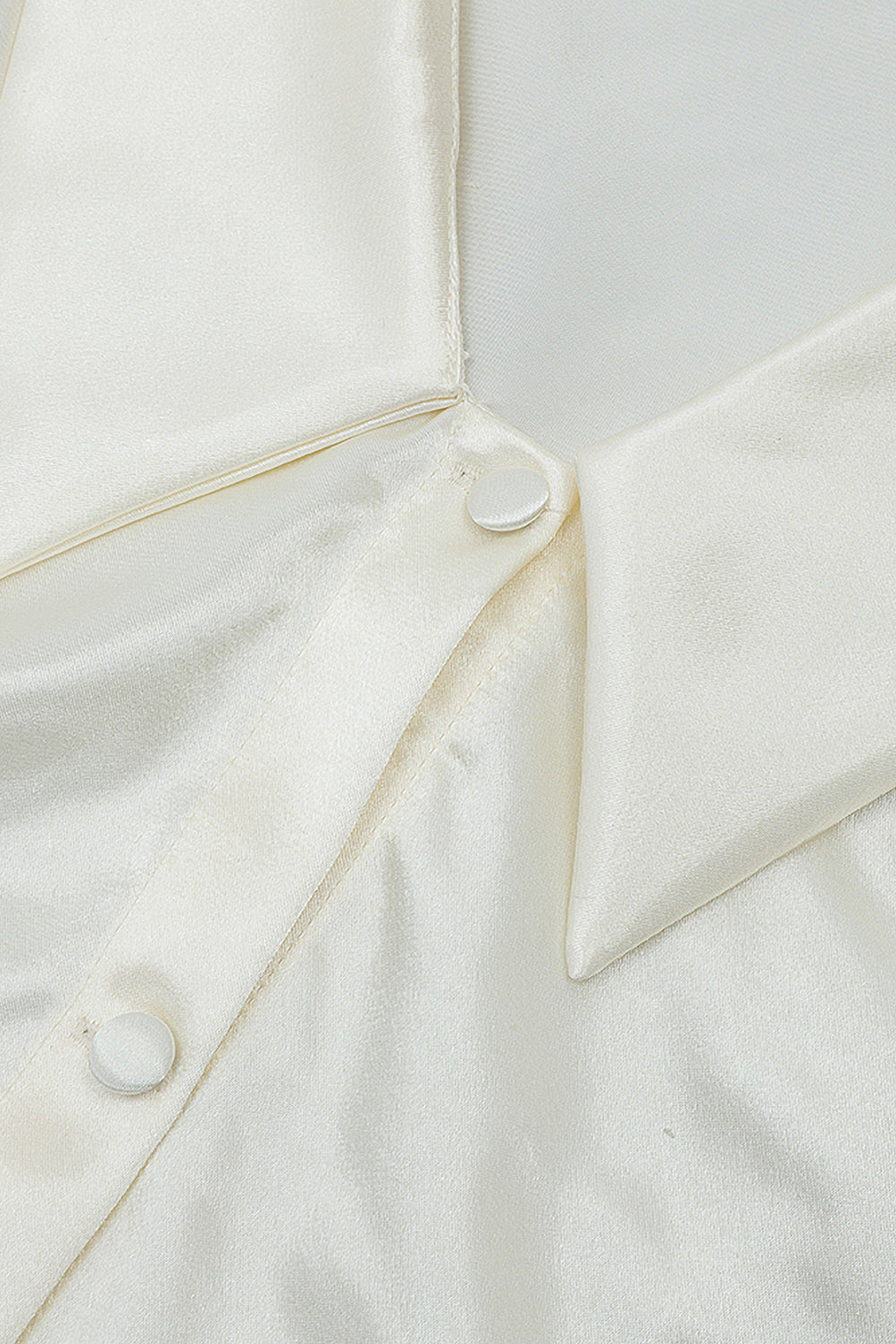 Ivory Fluffy Long Sleeve V-Neck High Waist Mini Dress - IULOVER