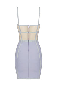Strappy V-Neck Shiny Hollow Mini Bandage Dress In Lavender