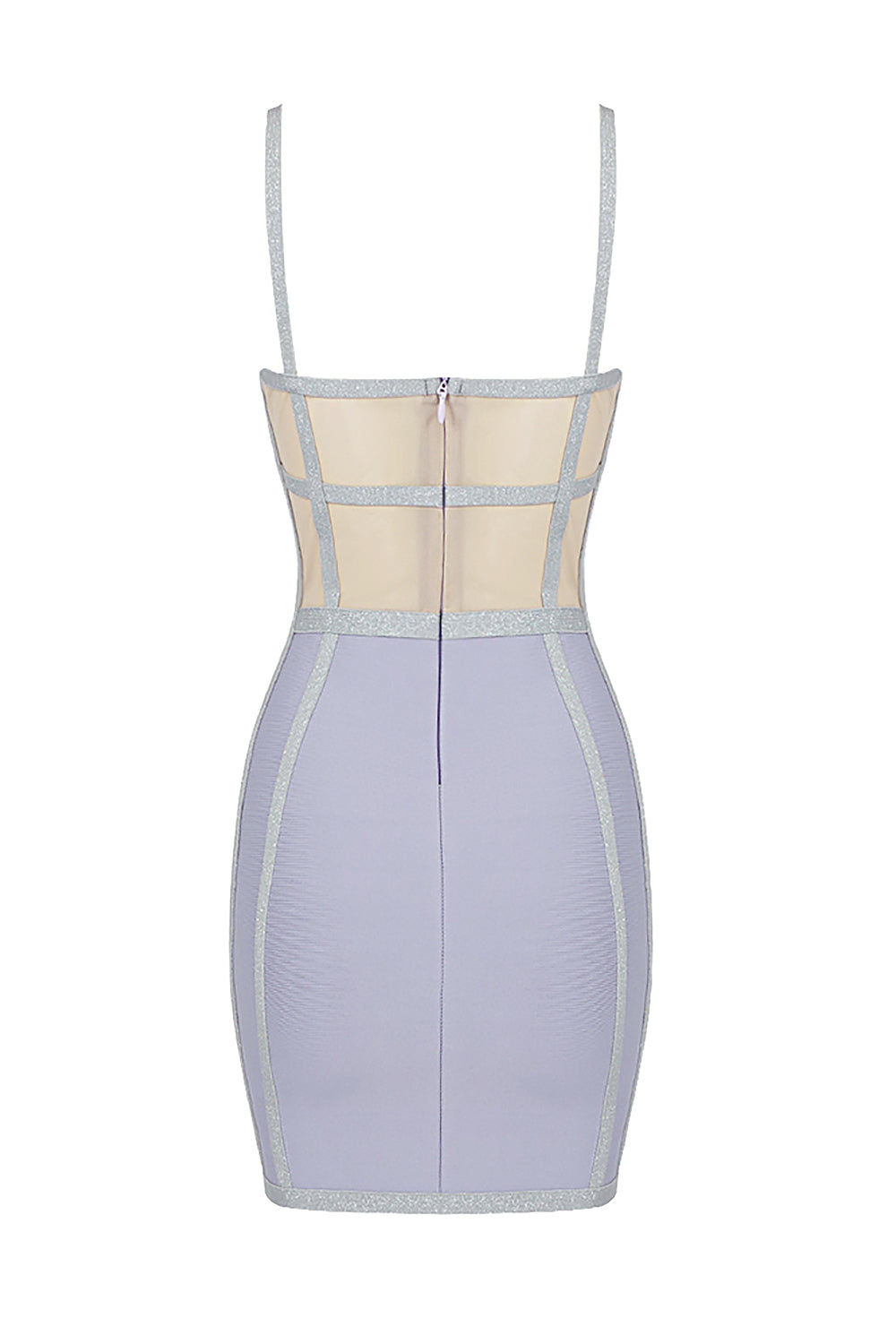 Strappy V-Neck Shiny Hollow Mini Bandage Dress In Lavender
