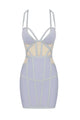 Strappy V-Neck Shiny Hollow Mini Bandage Dress In Lavender