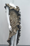 Leopard Print One-Shoulder Short Sleeved Dress
