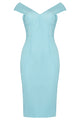 Light Blue Off-the-shoulder Midi Bandage Dress