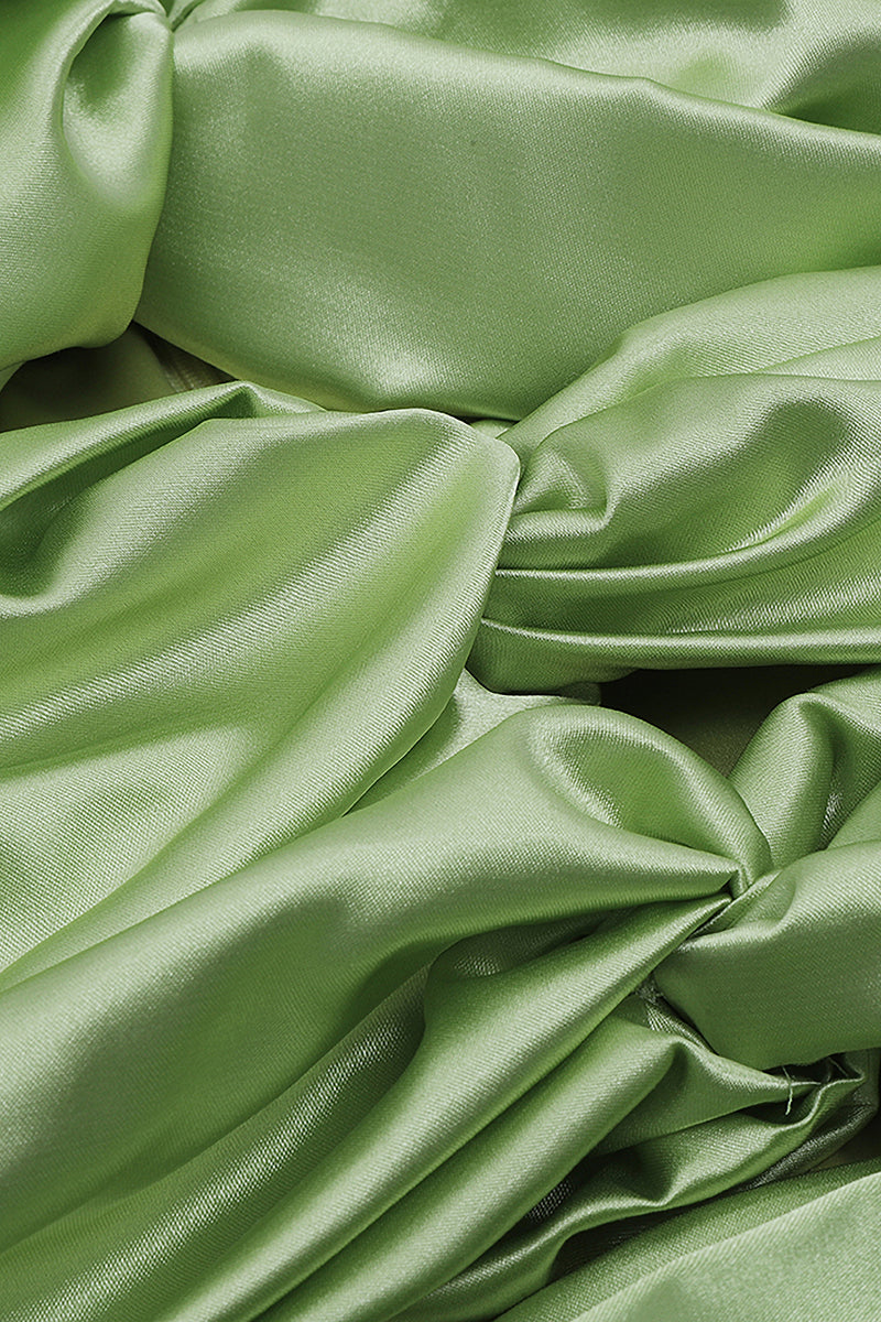 Light Green Strapless Hollow Out Ruffled Mini Dress - IULOVER
