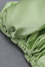 Light Green Strapless Hollow Out Ruffled Mini Dress - IULOVER