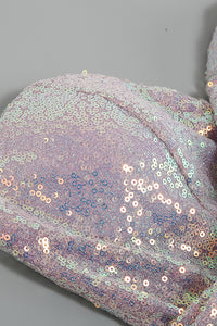 Luxury Feather Glitter Sequin strapless Slim Dress In Lavender