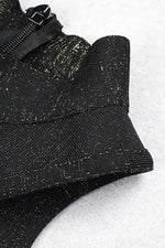 Next-level One-Shouldered Gold Thread Bandage Jumpsuit