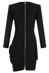 Black Long Sleeve O-neck Zipper Bandage Dress - IULOVER