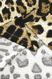 Vestido largo con aberturas huecas y espalda descubierta con estampado de leopardo