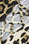 Leopard Print Backless Hollow Splits Maxi Dress