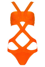 One Piece Orange Bandage Swimwears - iulover