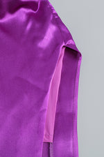 One shoulder Silk Cut Out Gown In Purple Yolk