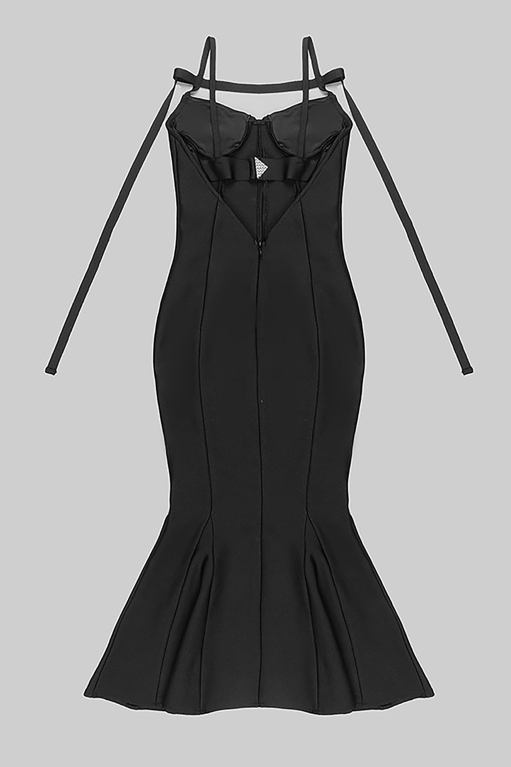Open Embellished Stretch Bandage Midi Dress In Black