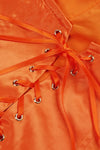 Orange Strapless Lace-Up Draped Mini Dress